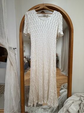 Studio C Vintage Cream Colored Lace Dress with Overlay